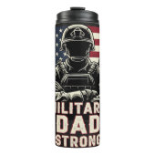 Militärischer Vater: stark, flagge, heldenhaft Thermosbecher (Vorderseite)