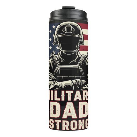 Militärischer Vater: stark, flagge, heldenhaft Thermosbecher (Vorderseite)
