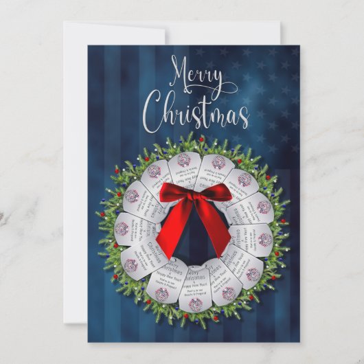 Militärischer Weihnachtskranz-Single auf zwei Seit Einladung (Vorderseite)