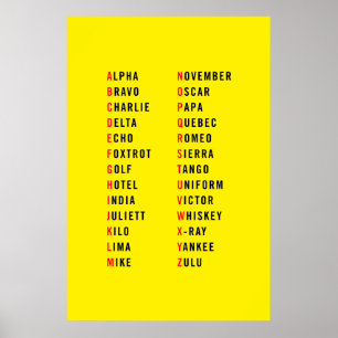 Militärisches Alphabet gelb Poster
