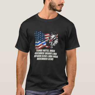 Militärisches Alphabet Polizeichef Patriotische Po T-Shirt