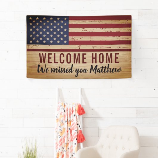 Militärisches Begrüßungs-Zuhause-Party des amerika Banner (Insitu)