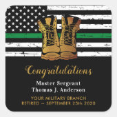 Militärisches Beschützen der grünen Linie Quadratischer Aufkleber (Vorderseite)