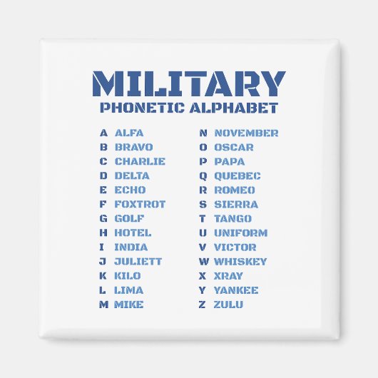 Militärisches Buchstabieralphabet ICAO Funkcode-Ta Magnet (Vorne)