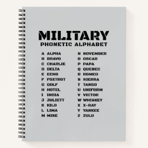 Militärisches Buchstabieralphabet – liniertes Noti Notizblock
