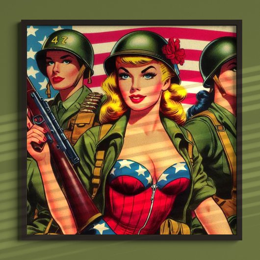Militärisches Button des Vintagen Soldaten Poster