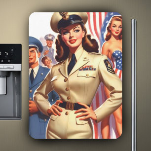 Militärisches Button im Retro-System Magnet