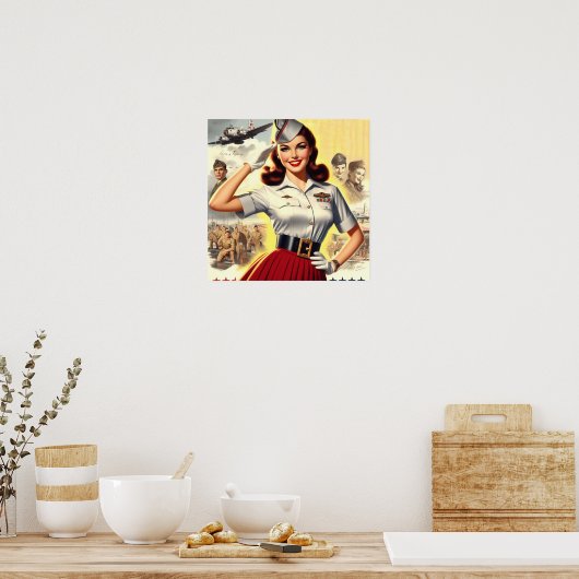 Militärisches Button im Retro-System Poster (Küche)