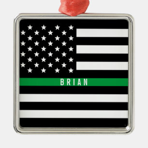 Militärisches dünnes Grenze-Flagge-Monogramm Ornament Aus Metall