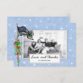 Militärisches Foto mit dünner grüner Linie Dankeskarte (Vorne/Hinten)