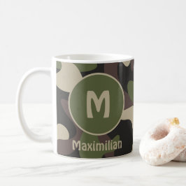 Militärisches, grün-braunes Muster-Monogramm Kaffeetasse