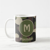Militärisches, grün-braunes Muster-Monogramm Kaffeetasse (Links)
