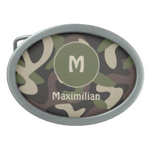 Militärisches, grünbraunes Muster Ovale Gürtelschnalle