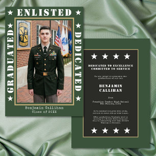 Militärisches grünes Foto-Abschlusszertifikat Einladung