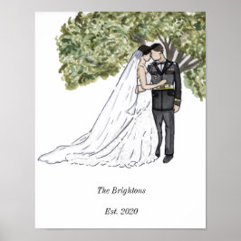 Militärisches Hochzeitsportrait Poster