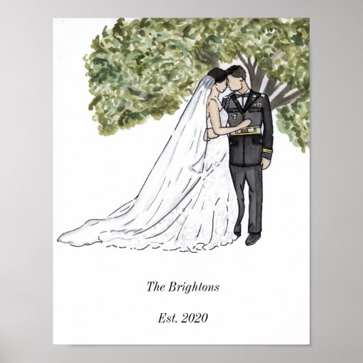 Militärisches Hochzeitsportrait Poster