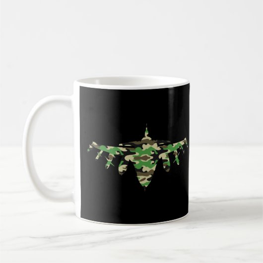 Militärisches Jet Tarnkampfflugzeug Silhouette Kaffeetasse (Links)
