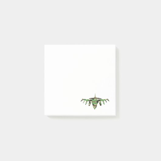 Militärisches Jet Tarnkampfflugzeug Silhouette Post-it Klebezettel (Vorderseite)