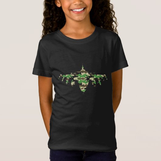 Militärisches Jet Tarnkampfflugzeug Silhouette T-Shirt (Vorderseite)