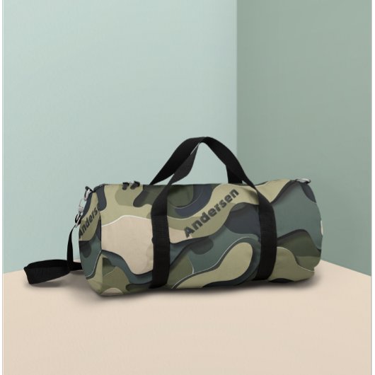 Militärisches Monogramm der Retro-Camouflage Duffle Bag