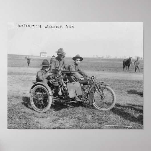Militärisches Motorrad mit Sidecar und Maschinenge Poster (Vorne)