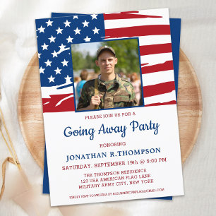Militärisches Party - amerikanisches Flaggen-Foto Einladung