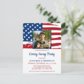 Militärisches Party - amerikanisches Flaggen-Foto Einladungspostkarte (Stehend Vorderseite)