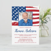 Militärisches Party Custom Foto USA Flag Einladung (Stehend Vorderseite)