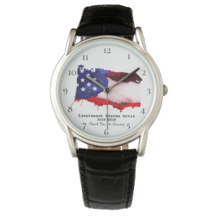 Militärisches rotes weißes Blau *~* Armbanduhr