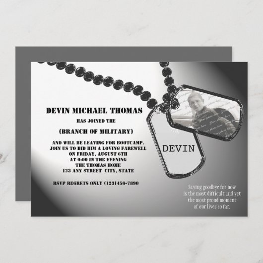 Militärisches Weggehen des Party Einladung (Vorne/Hinten)