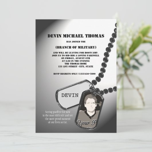 Militärisches Weggehen des Party Einladung (Stehend Vorderseite)