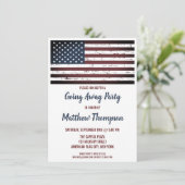 Militärisches Weggehen Party USA-Flagge Einladung (Stehend Vorderseite)