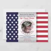 Militärisches Welcome Zuhause Party Flag Foto Einl Einladung (Vorderseite)