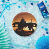 Militärjet-Kämpfer der Silhouette Pappteller (Party)