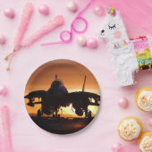 Militärjet-Kämpfer der Silhouette Pappteller (Party)