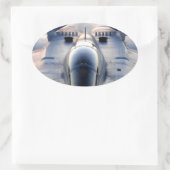 Militärjet Ovaler Aufkleber (Tasche)