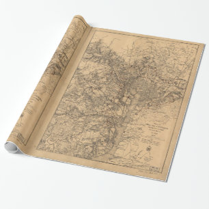 Militärkarte N.E. Virginia mit Forts und Straßen 1 Geschenkpapier