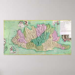 Militärkarte von Korsika, 1768 Poster