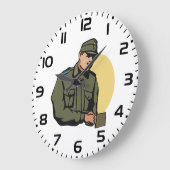 Militäroffizier Retro Army Soldier Große Wanduhr (Winkel)