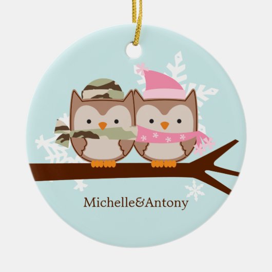 Militärpaar-Weihnachtsverzierungen Keramik Ornament (Vorne)