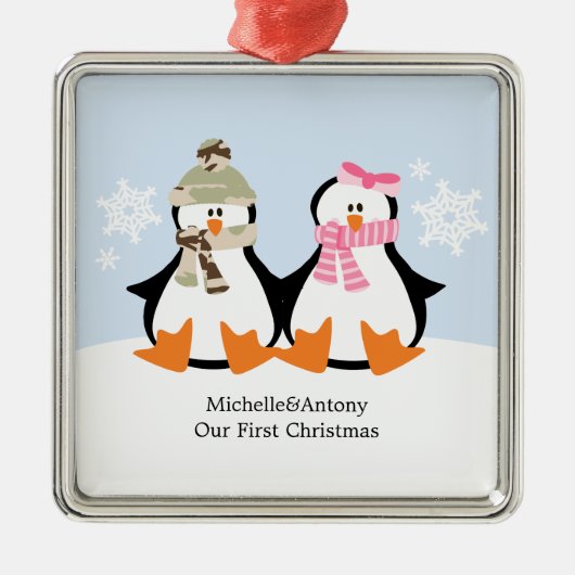 Militärpaar-Weihnachtsverzierungen Silbernes Ornament (Vorne)