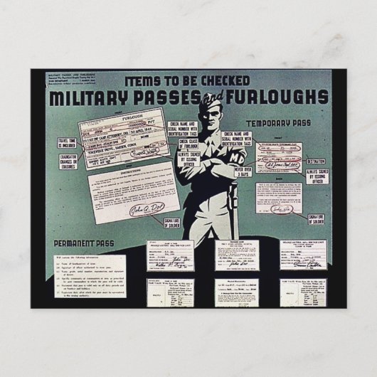 Militärpass und -flut postkarte (Vorderseite)