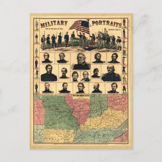 Militärportraits an der Grenze zum zivilen Krieg 1 Postkarte (Vorderseite)