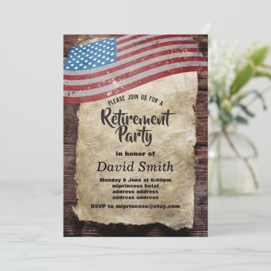 Militärruhestand, Armee, Party für den Ruhestand Einladung (Stehend Vorderseite)