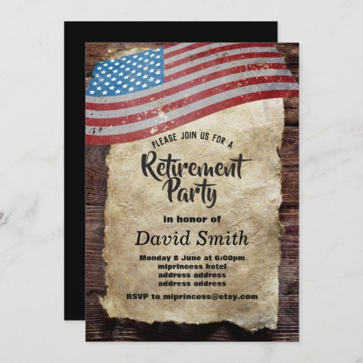 Militärruhestand, Armee, Party für den Ruhestand Einladung (Vorne/Hinten)