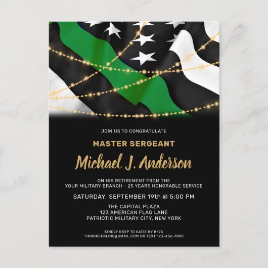 Militärruhestand Patriotische Armee der grünen Lin Einladungspostkarte (Vorderseite)