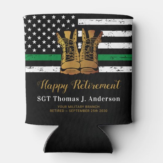 Militärruhestandsbooten mit dünner grüner Linie Dosenkühler (Rückseite)