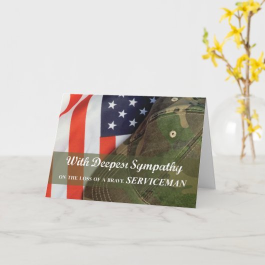 Militärsoldat des Serviceman-Beileids Karte (Gelbe Blume)