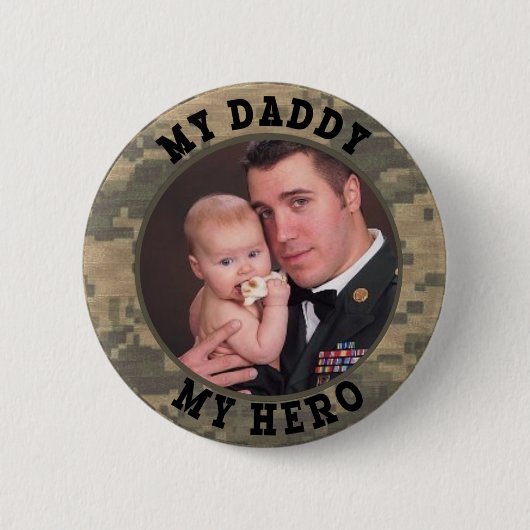 Militärsoldat mein Vati mein Held-Gewohnheits-Foto Button (Vorderseite)