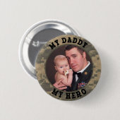 Militärsoldat mein Vati mein Held-Gewohnheits-Foto Button (Vorne & Hinten)